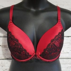Cacique Red & Black Lace Bra Sz 40DD
